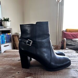 Ralph Lauren Black Leather Ankle Boots, Size 8.5